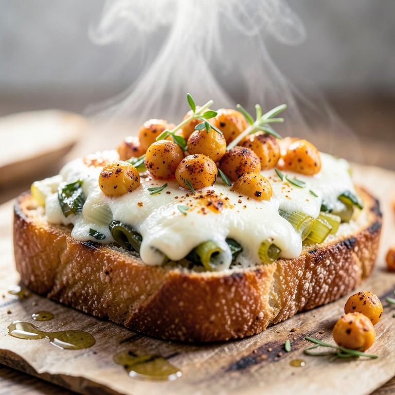 Bruschetta Poireau-Mozzarella et Pois Chiches Épicés