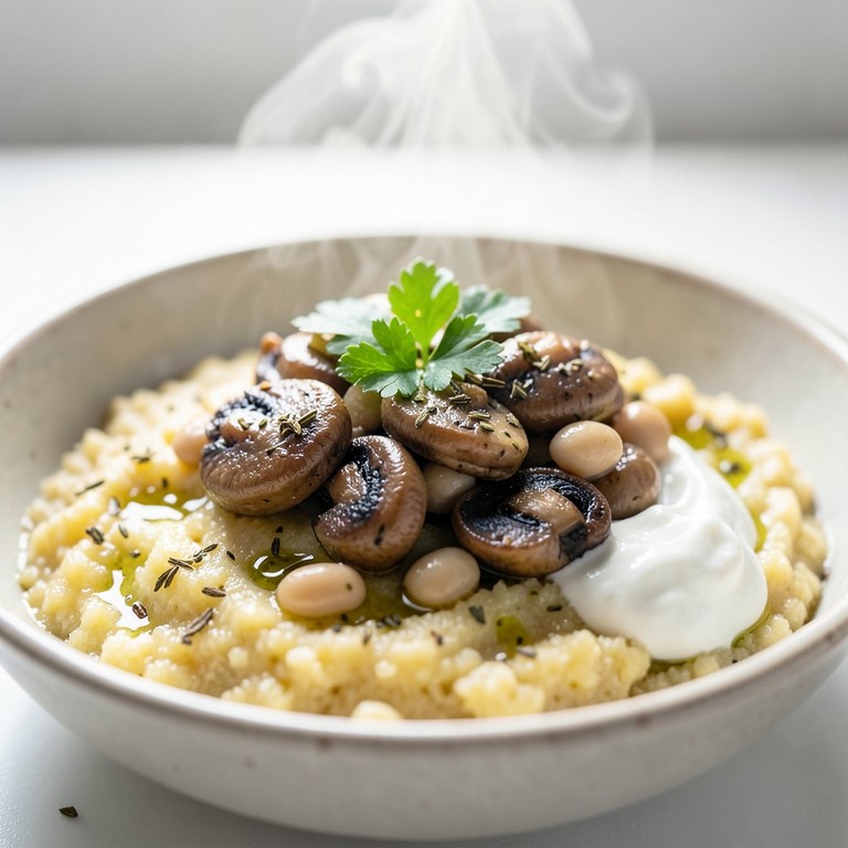 Polenta Crémeuse aux Champignons et Haricots Blancs à la Provençale