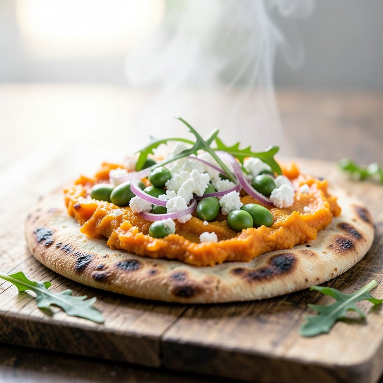 Flatbread express à la courge, feta et edamames