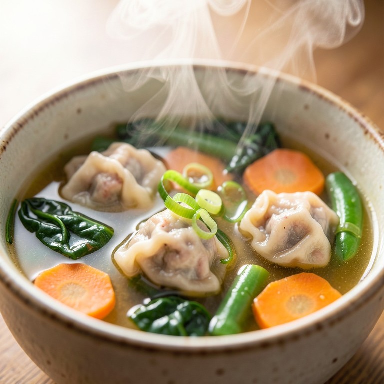 Kipdumplingsoep met seizoensgroenten