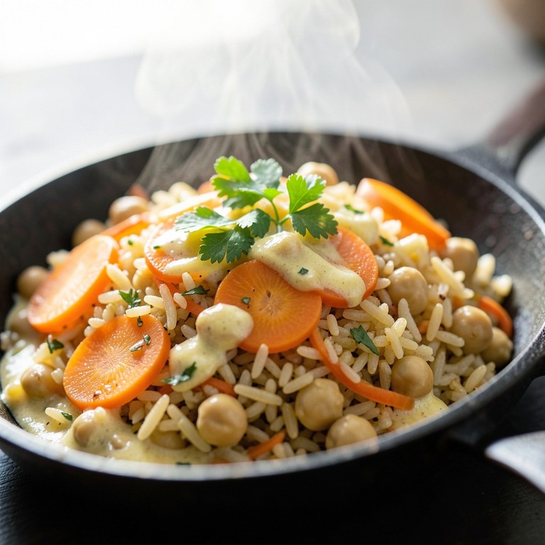 Poêlée de riz aux pois chiches et légumes croquants