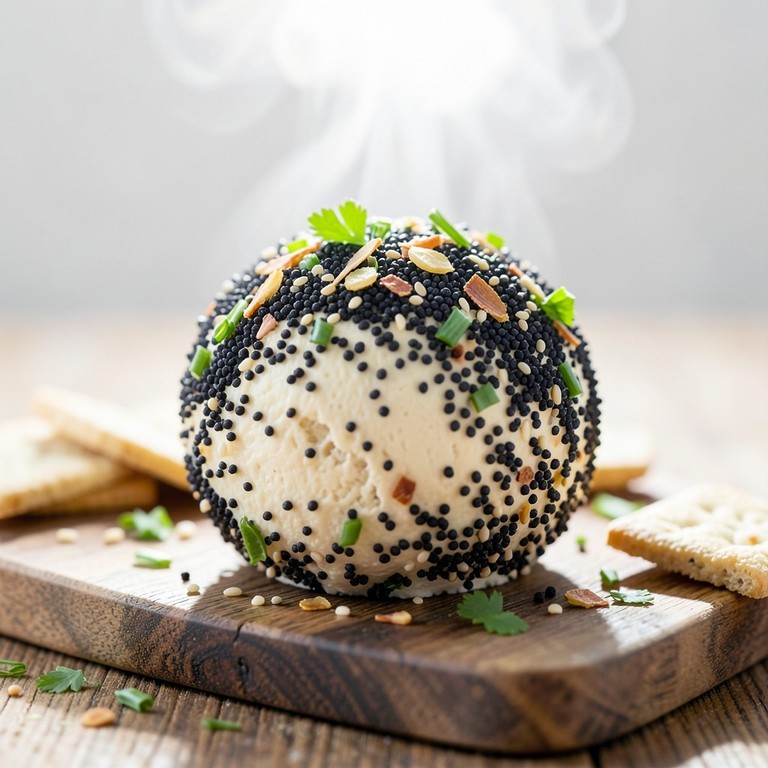 Stevige cashew-kaasbal met bagel-crunch