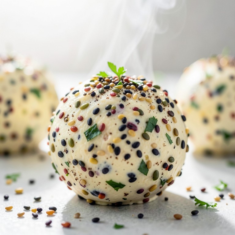 Snel opstijvende Cashew-Kaasbal met 'Everything Bagel' Crunch