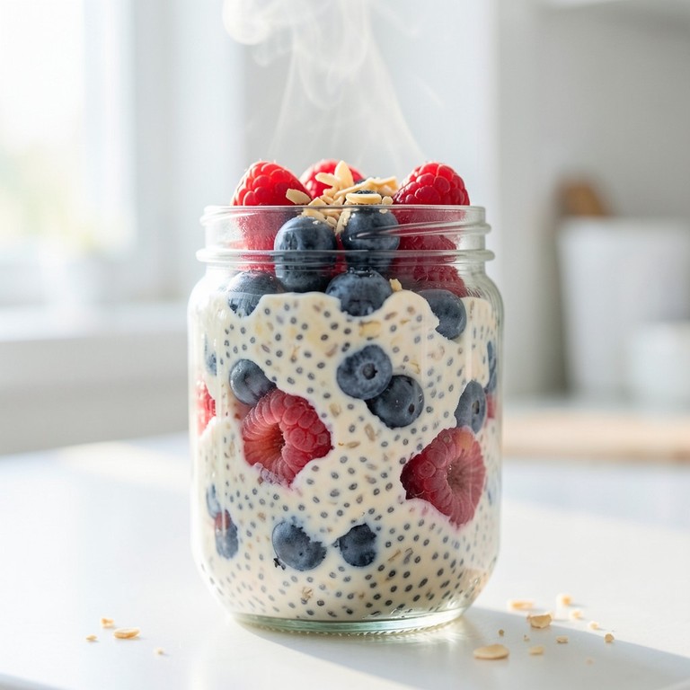 Gesunde Overnight Oats mit Beeren
