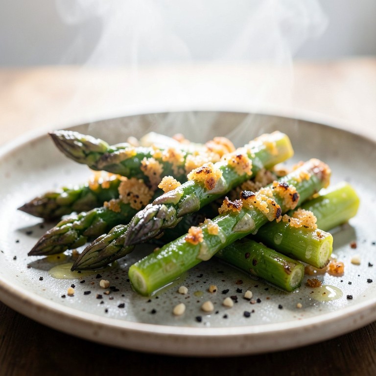 Asperges rôties au parmesan et beurre aillé