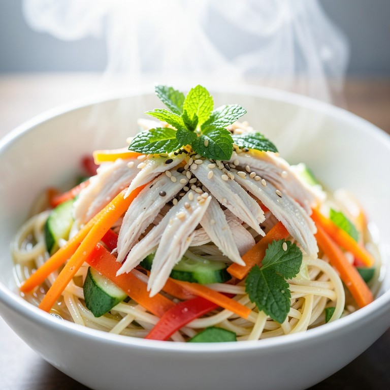 Salade complète de poulet et vermicelles de riz à la vietnamienne