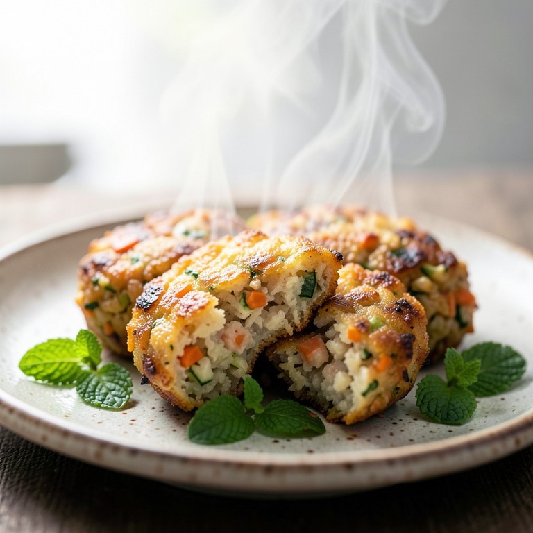 Bolinho de Arroz Crocante com Legumes e Hortelã