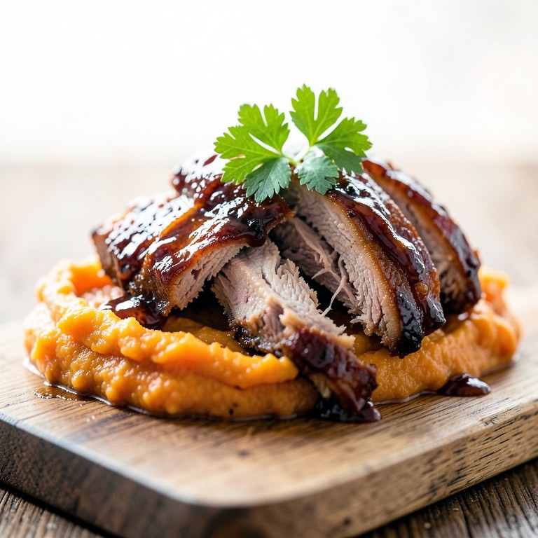 Porc effiloché express à l'autocuiseur avec purée de patate douce