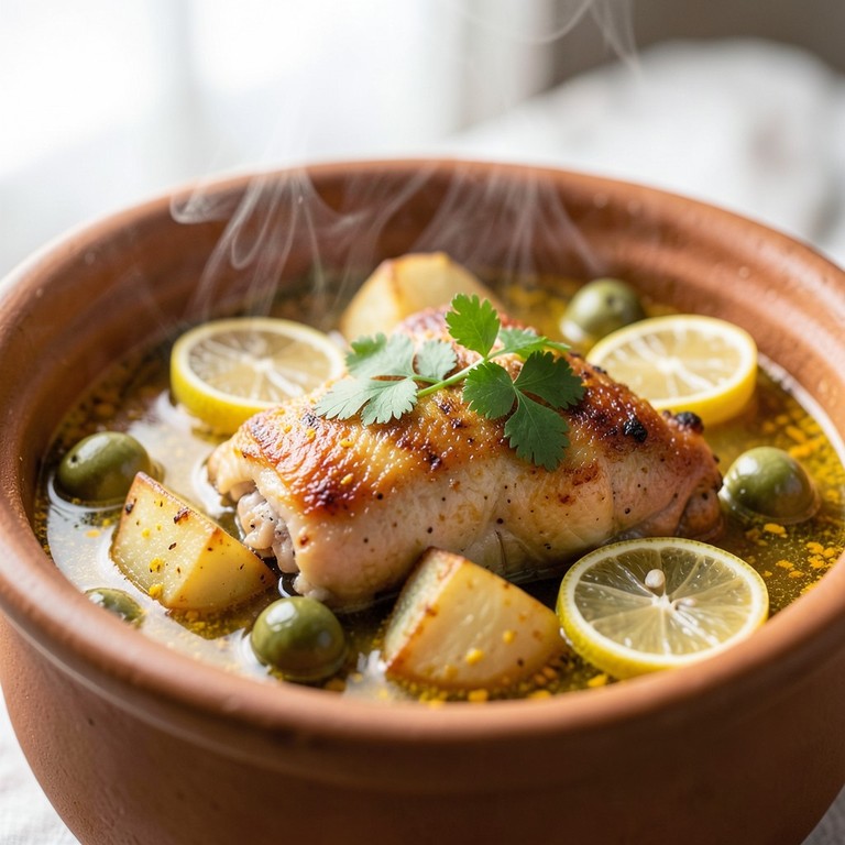 Tajine express de poulet aux citrons confits et pommes de terre