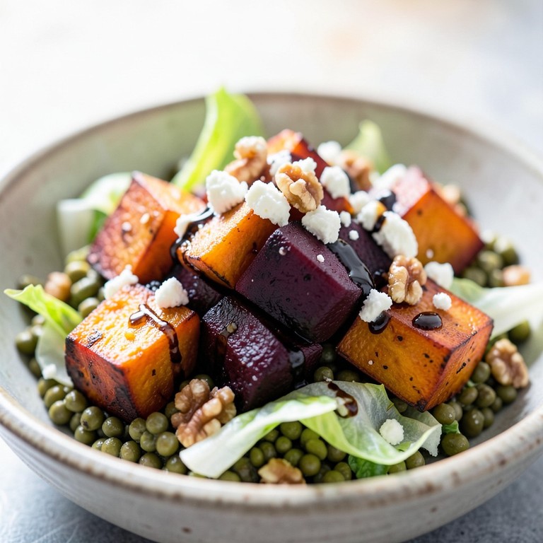 Bol de lentilles et légumes d'automne rôtis