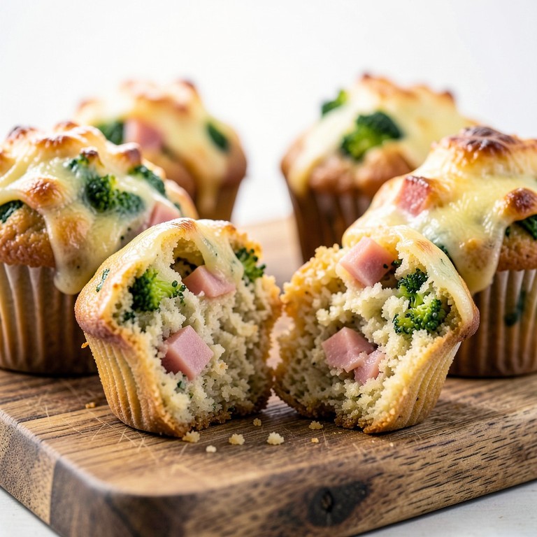 Muffins salés au jambon, brocoli et emmental