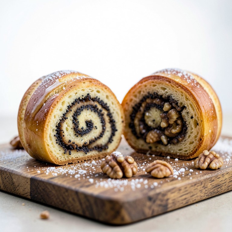 Traditional Easter Beigli with Poppy Seed and Walnut Fillings