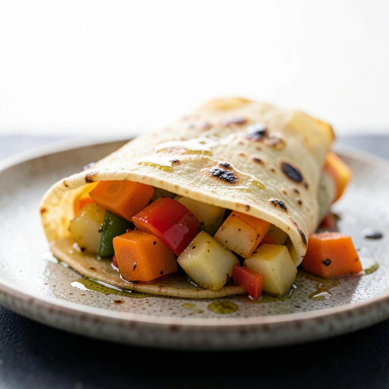 Wraps de crêpes aux légumes poêlés