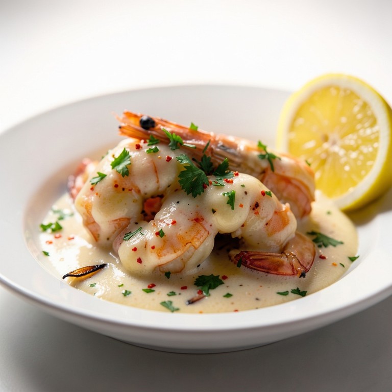 Krämig scampi i vitvinsås