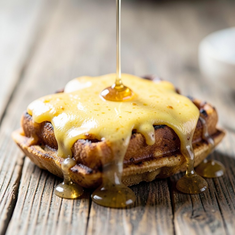 Waffles de plátano maduro con queso costeño fundido