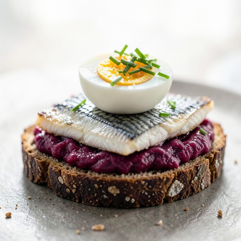 Classic Herring and Beetroot Open-Faced Sandwich