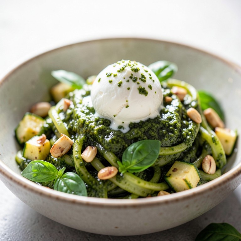 Farfalles au Pesto de Basilic, Courgettes et Burrata Fondante
