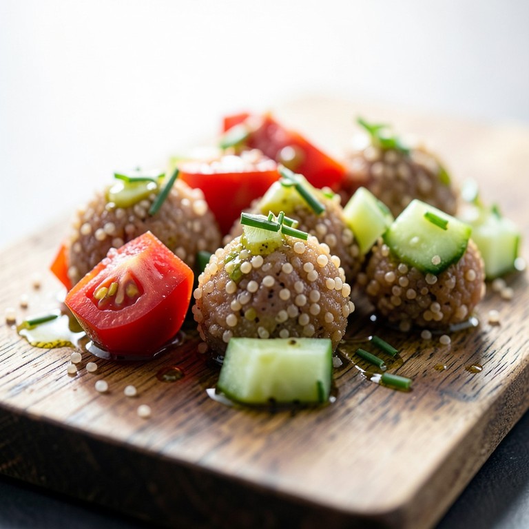 Bouchées de semoule au chorizo et légumes