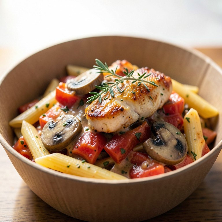 Pasta Box Poulet, Champignons et Tomates