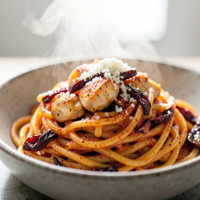 Spaghetti Street-Food au Poulet Crémeux et Paprika