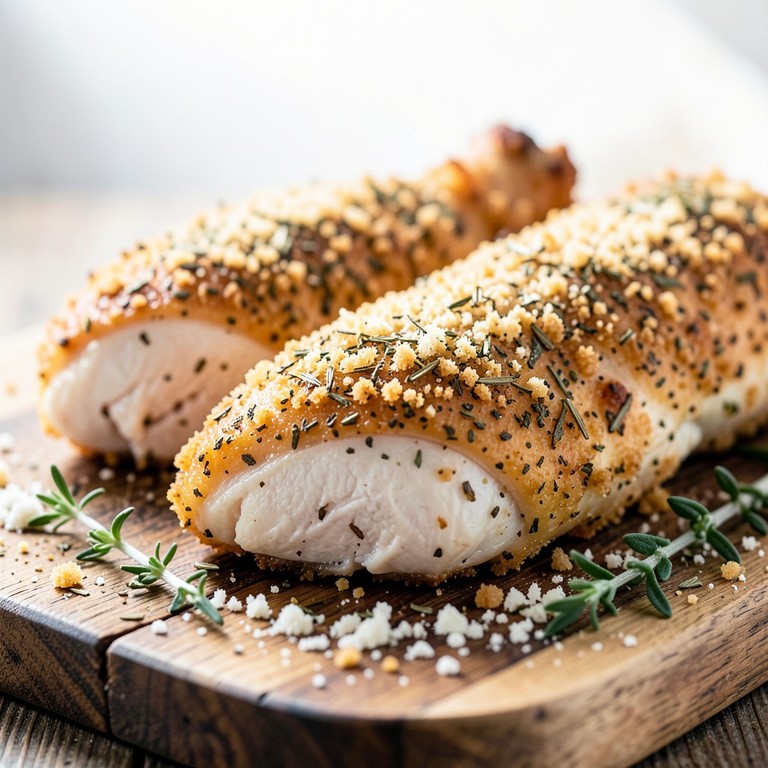 Sprø kyllingbryst med urter og parmesan