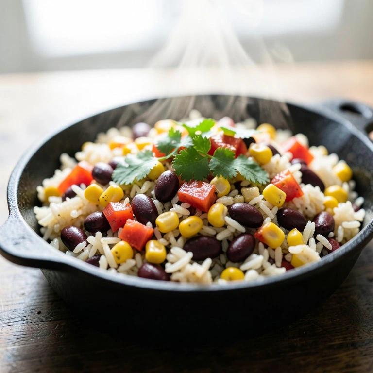 Mexikanische Reis-Pfanne mit Mais und Kidneybohnen
