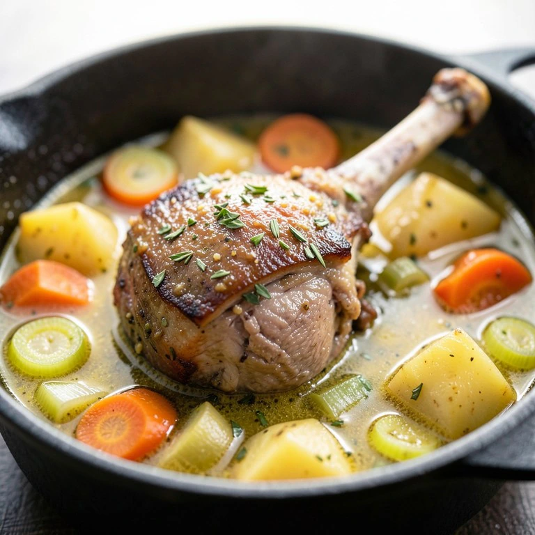 Rouelle de porc en cocotte aux épices douces et légumes racines