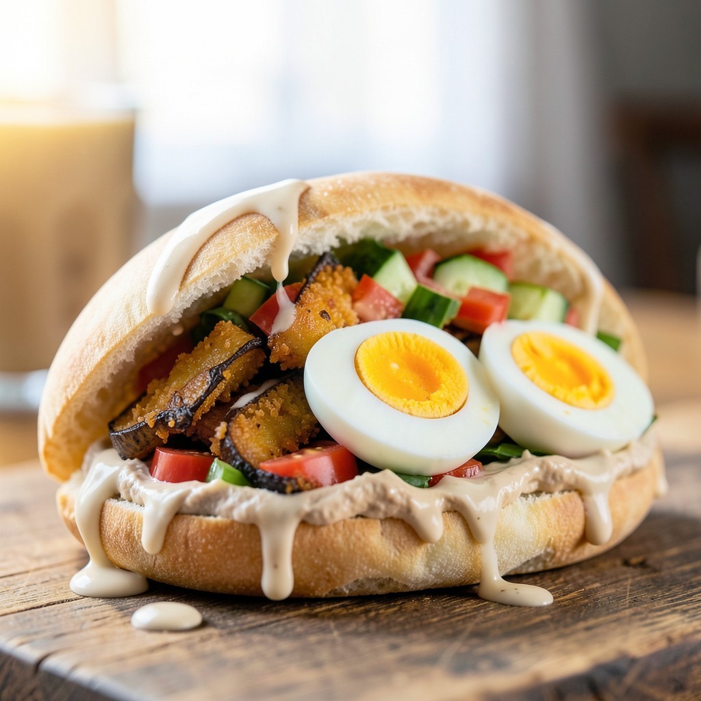 Geleneksel İsrail Usulü Sabich Sandviç