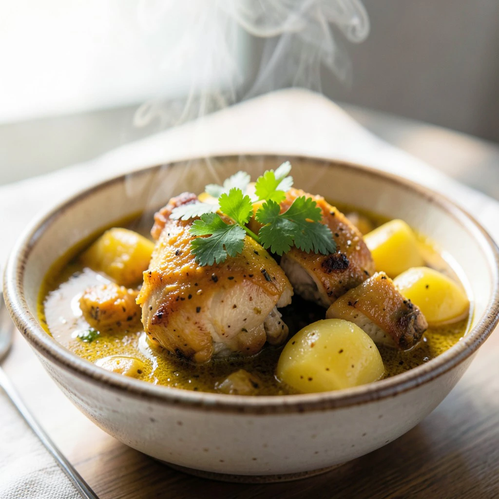 Colombo de poulet aux pommes de terre fondantes