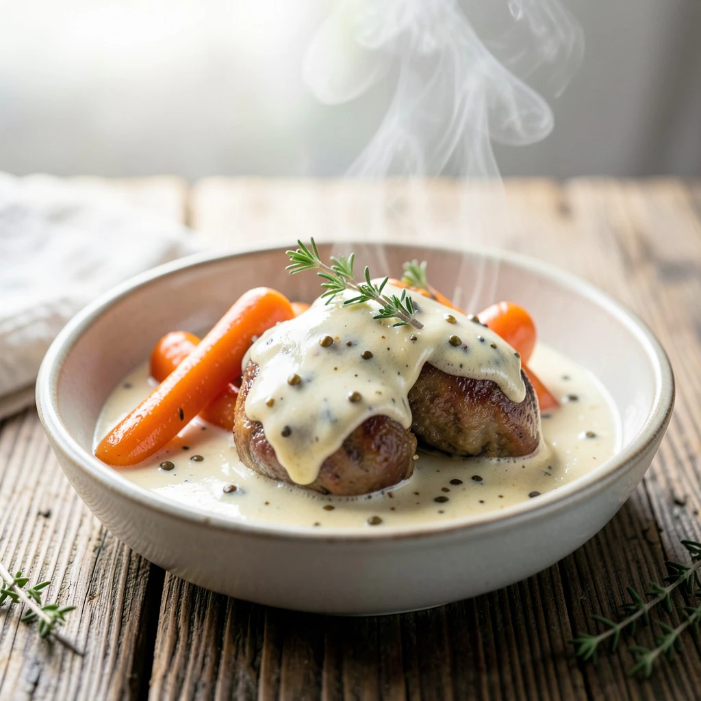 Sauté de lapin aux légumes racines et moutarde à l'ancienne