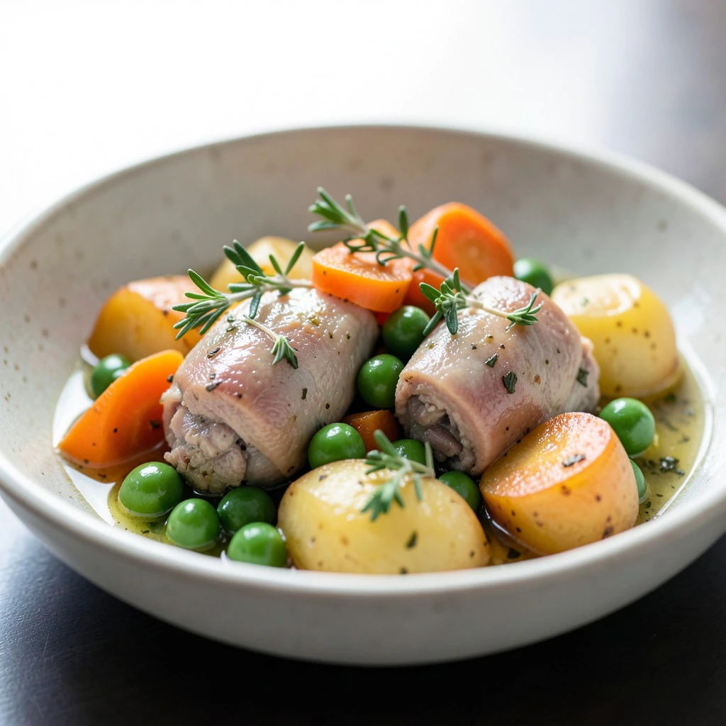 Lapin aux légumes printaniers et thym