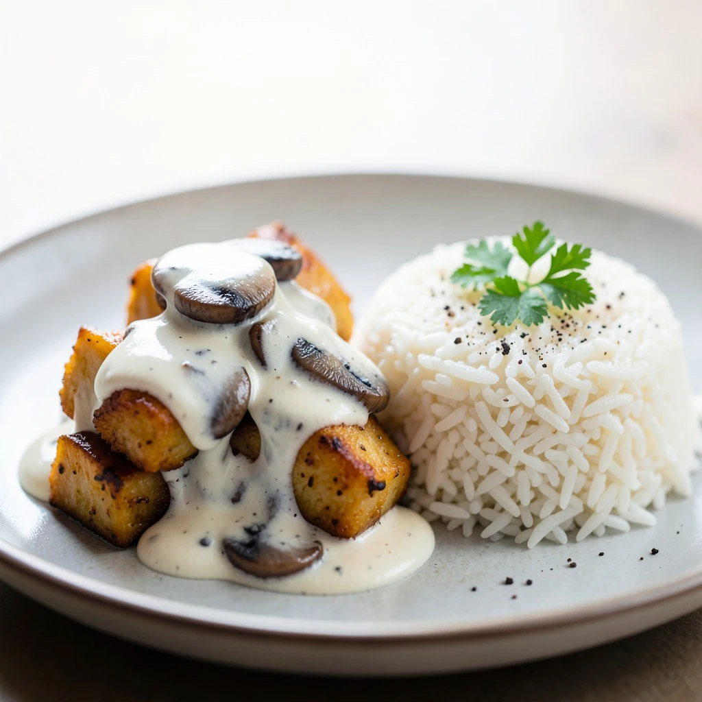 Poulet crémeux aux champignons et son riz fondant au Cookeo