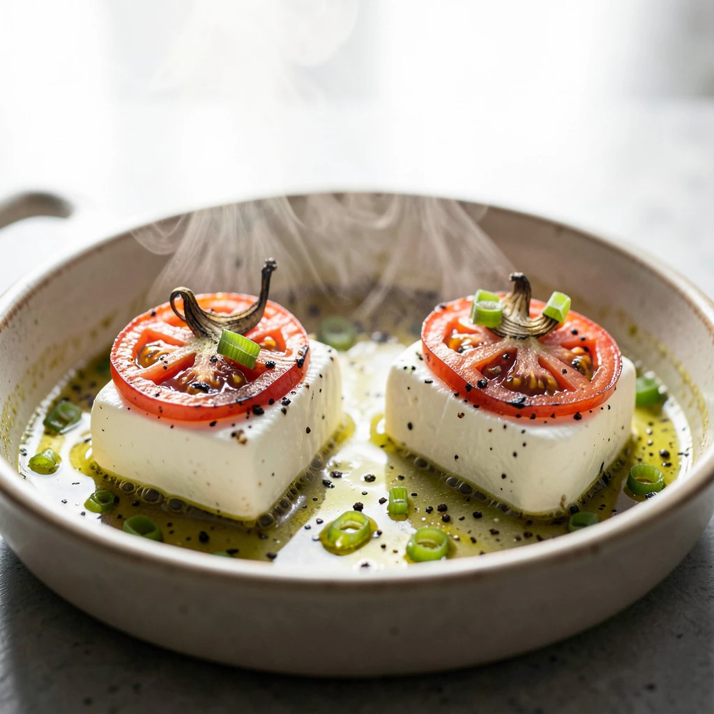 Gebackener Feta mit Tomaten und Knoblauch