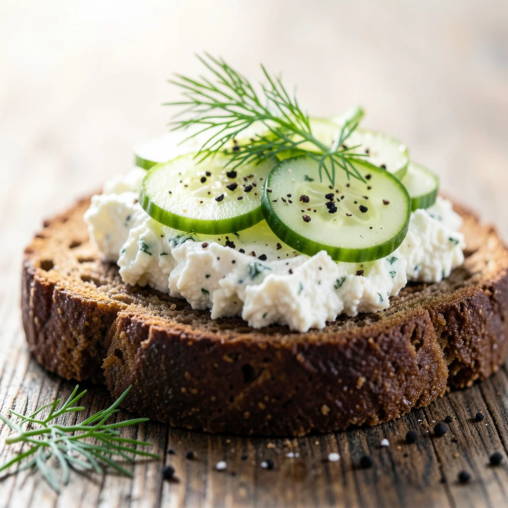 Klassischer Gurkensalat-Aufstrich auf Vollkornbrot
