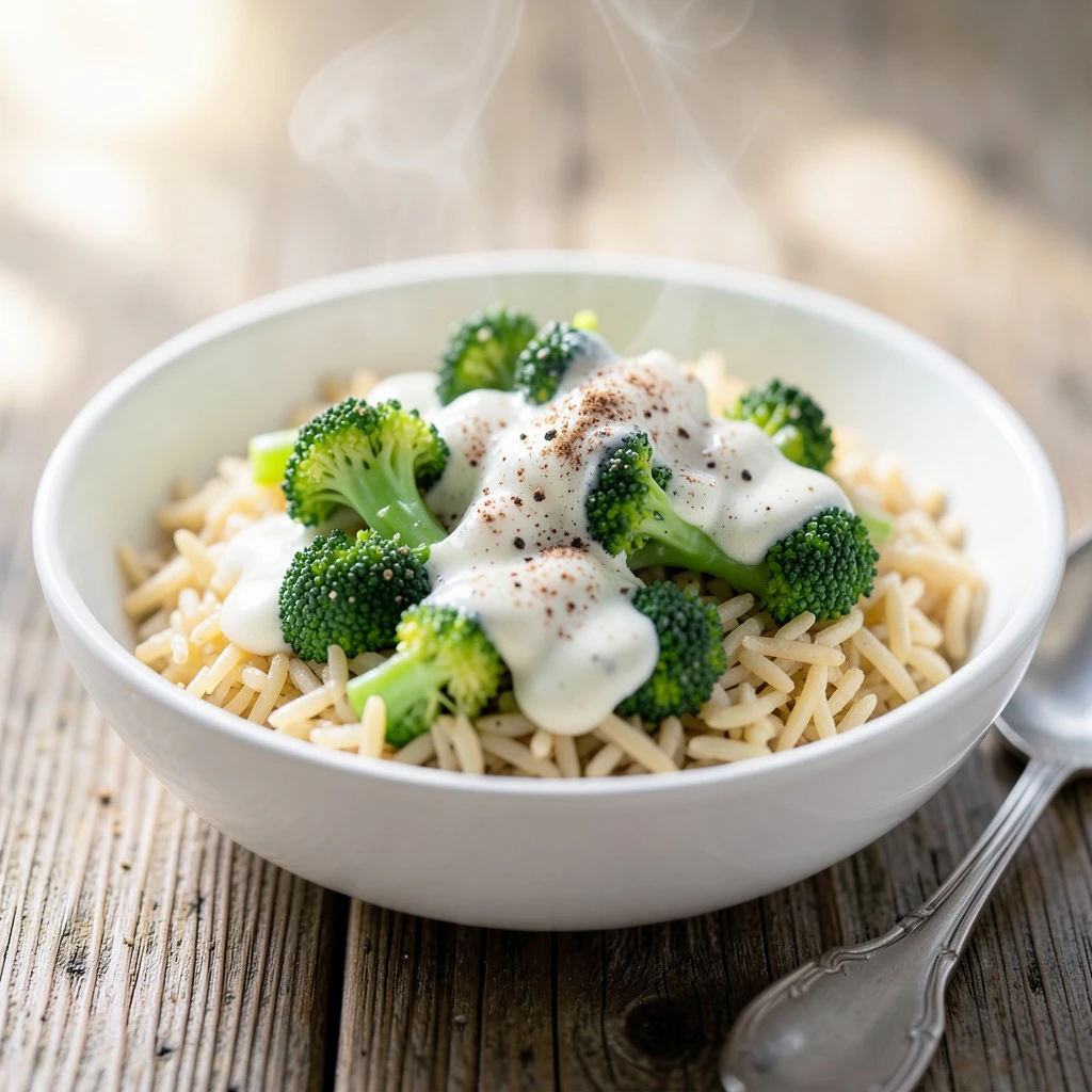 Brocolis crémeux au riz basmati au Cookeo