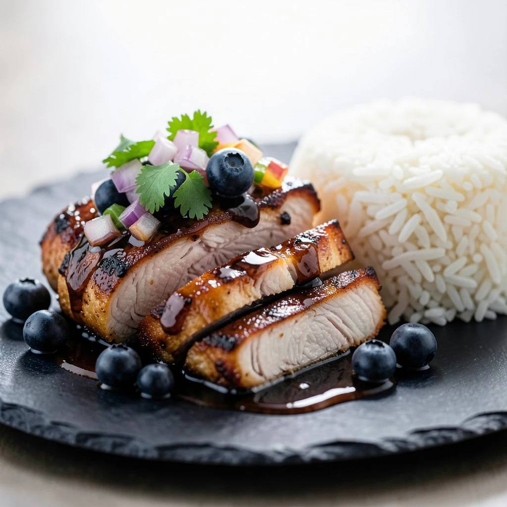Teriyaki-marinert kyllingbryst med frisk blåbærsalsa