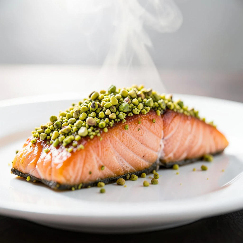 Salmone in crosta di pistacchi in friggitrice ad aria