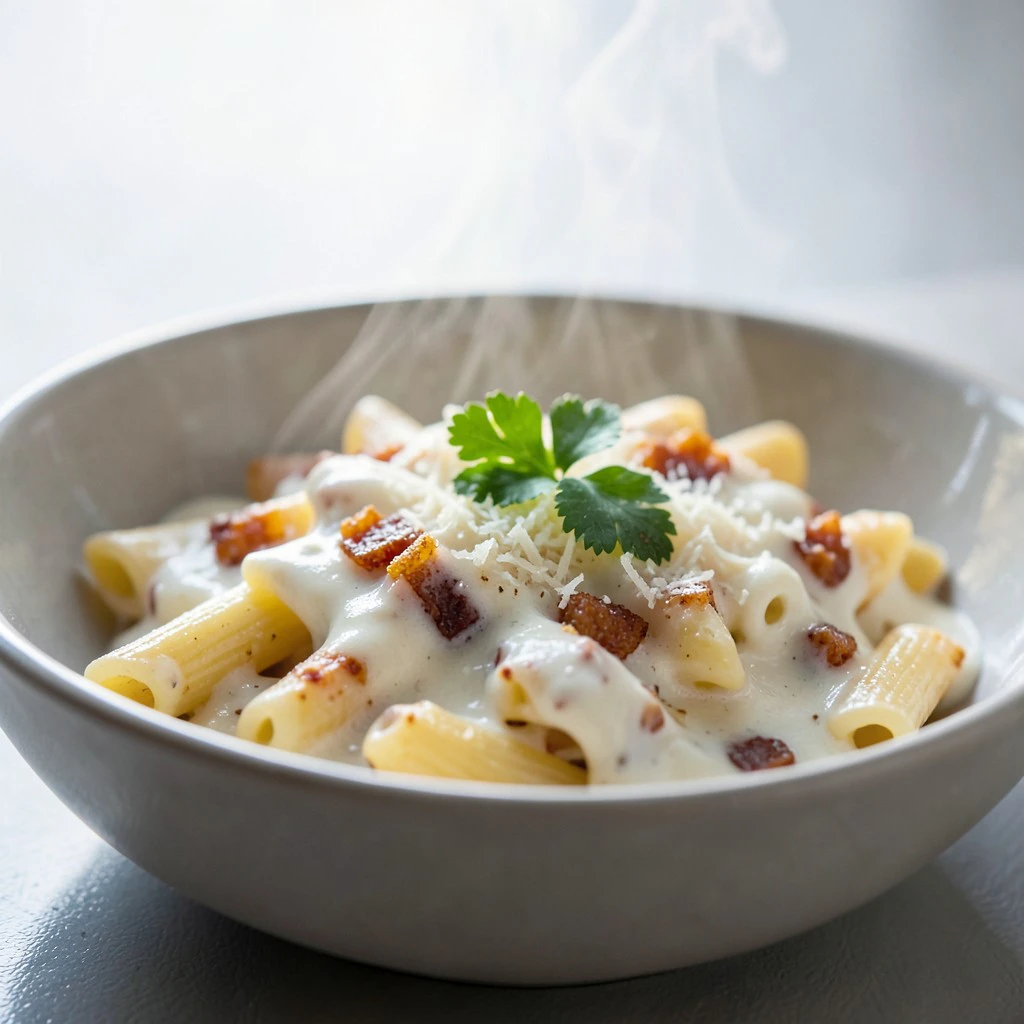 Pâtes crémeuses aux lardons et crème fraîche au Cookeo