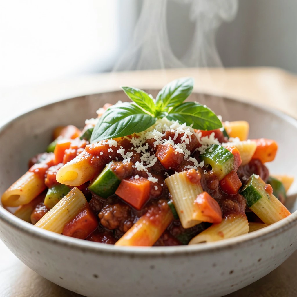 One-Pot Pasta Bolognaise aux Légumes Croquants