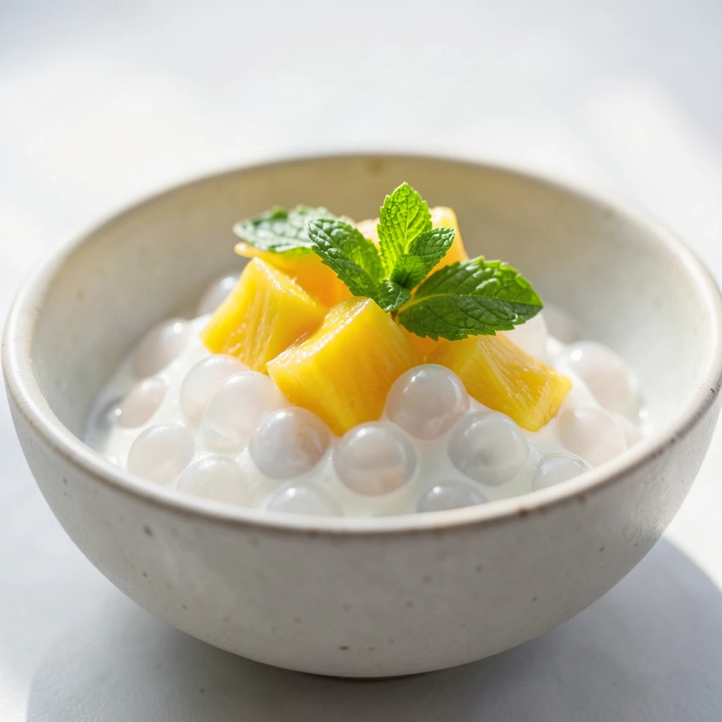 Bowl de perles du Japon à la menthe fraîche et ananas