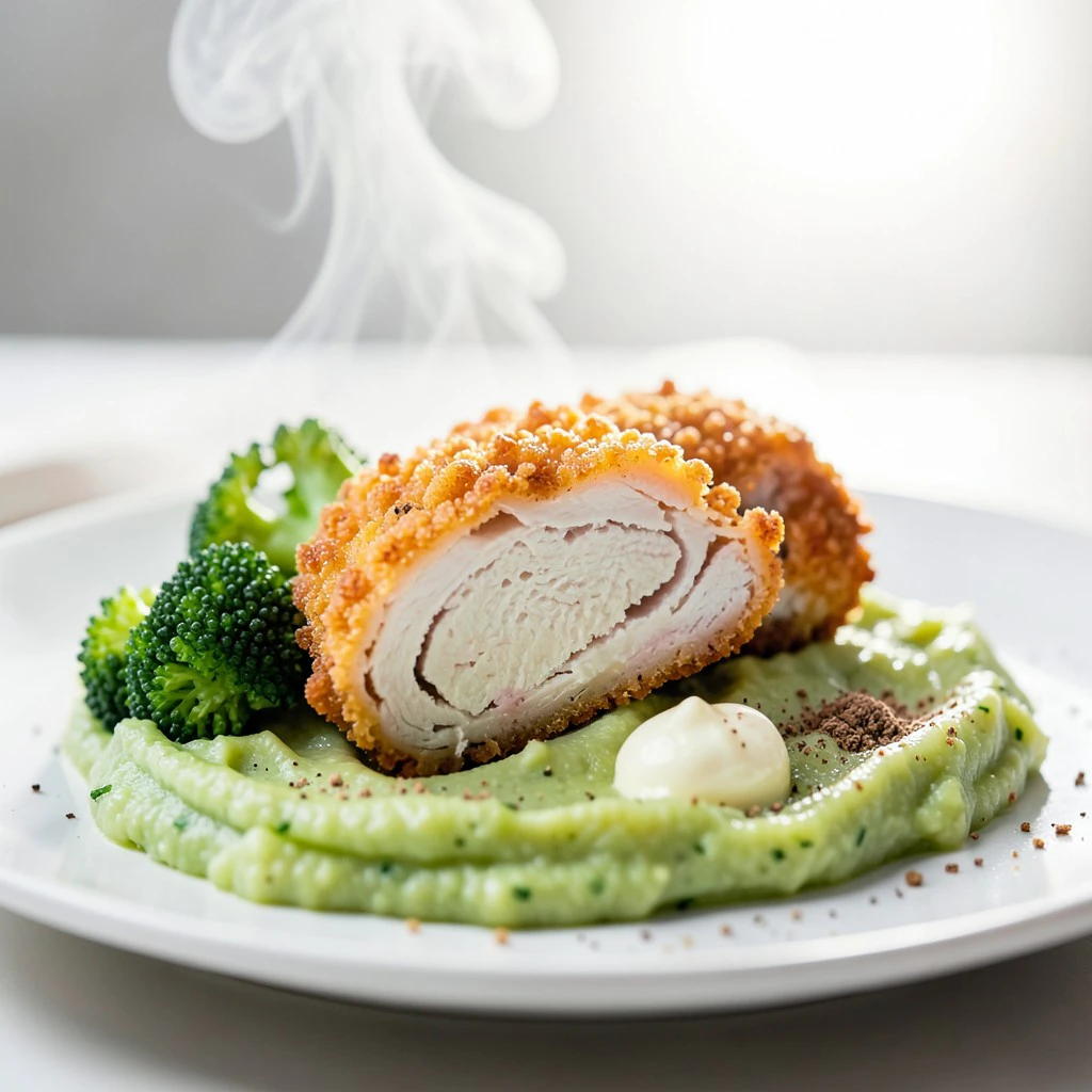 Gepaneerde Kipschnitzel met Romige Broccoli-Aardappelstamppot