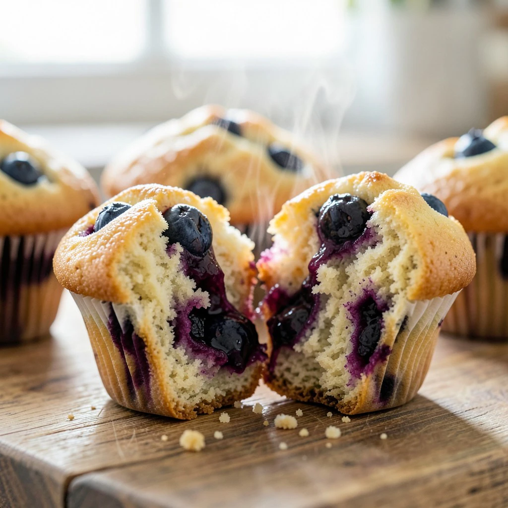 Muffins aux myrtilles et cœur fondant