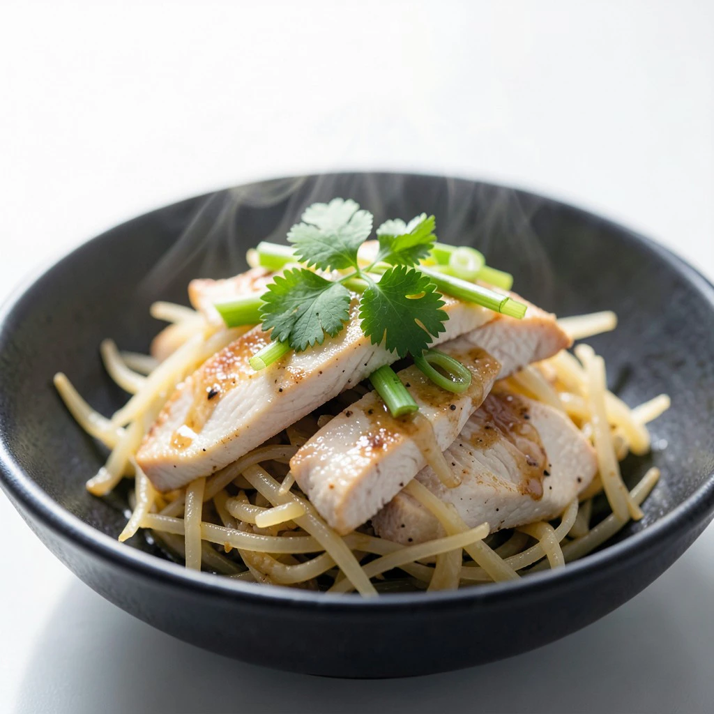 Sauté de poulet gingembre-citronnelle et céleri-rave râpé