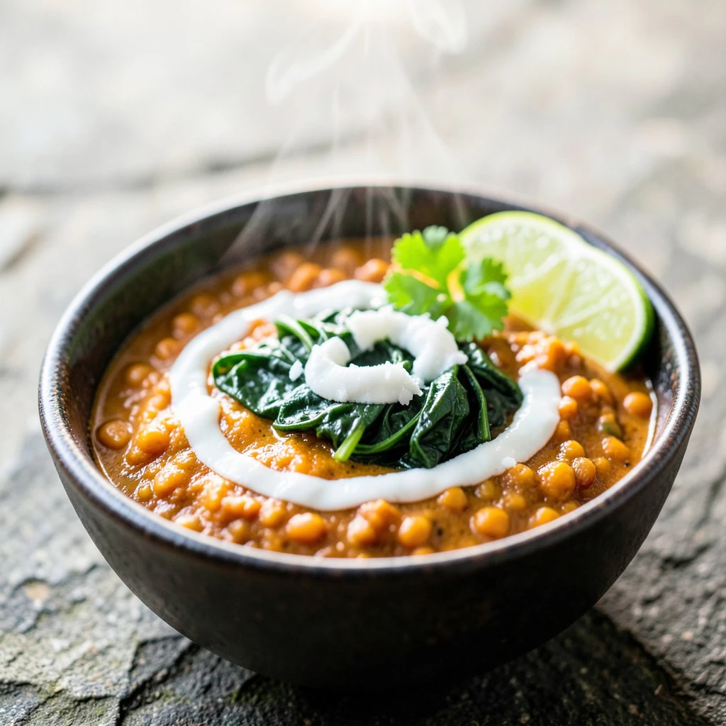 Cremiges Linsencurry mit Spinat