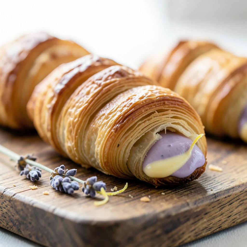 Croissant clásico con crema de lavanda y limón