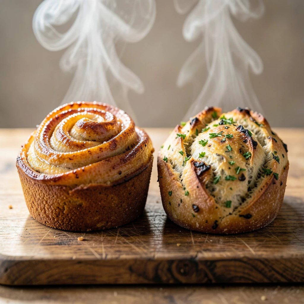 Dúo de Panes Rápidos: Pan Dulce de Canela y Pan de Ajo con Hierbas