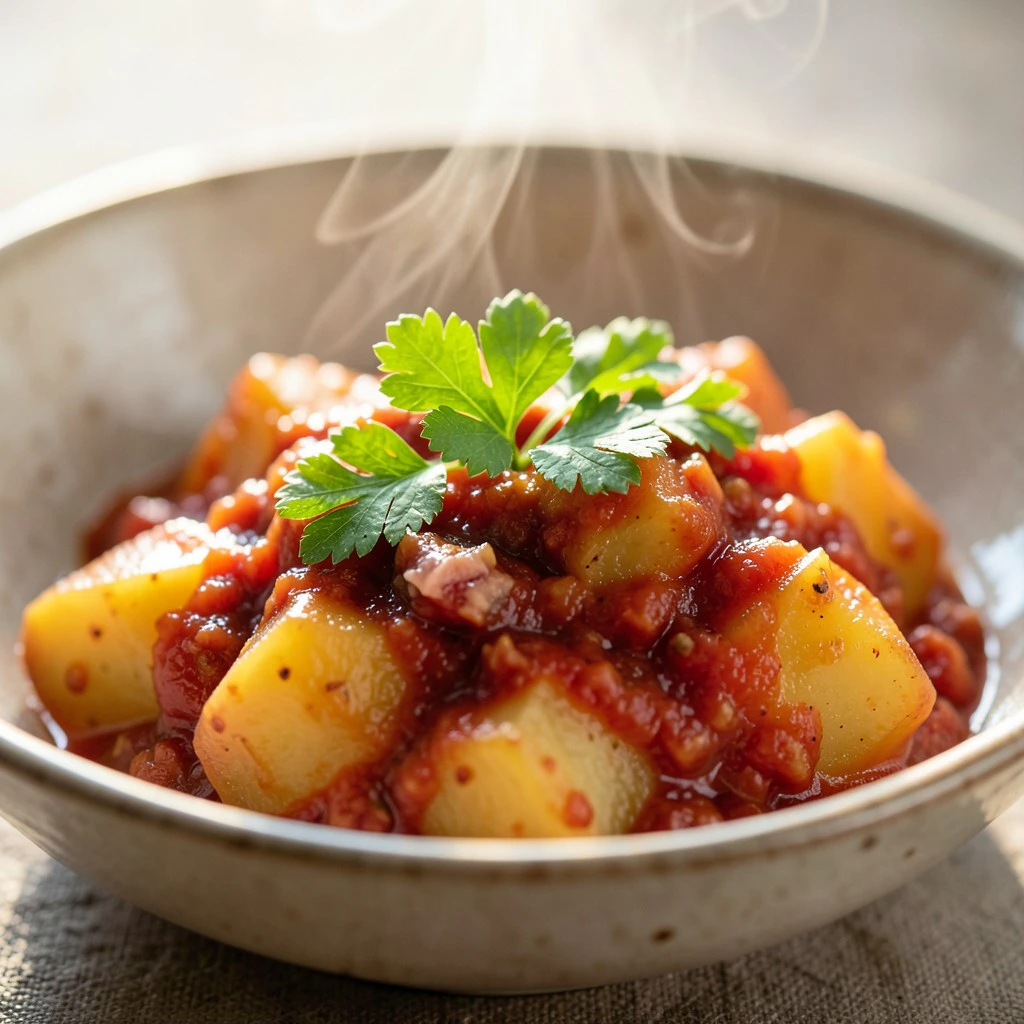 Patatas Guisadas con Sofrito de Tomate y Atún