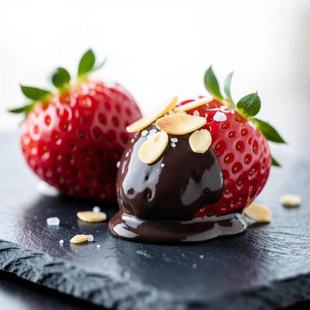 Fraises Façon Mendiant au Chocolat Noir et Amandes