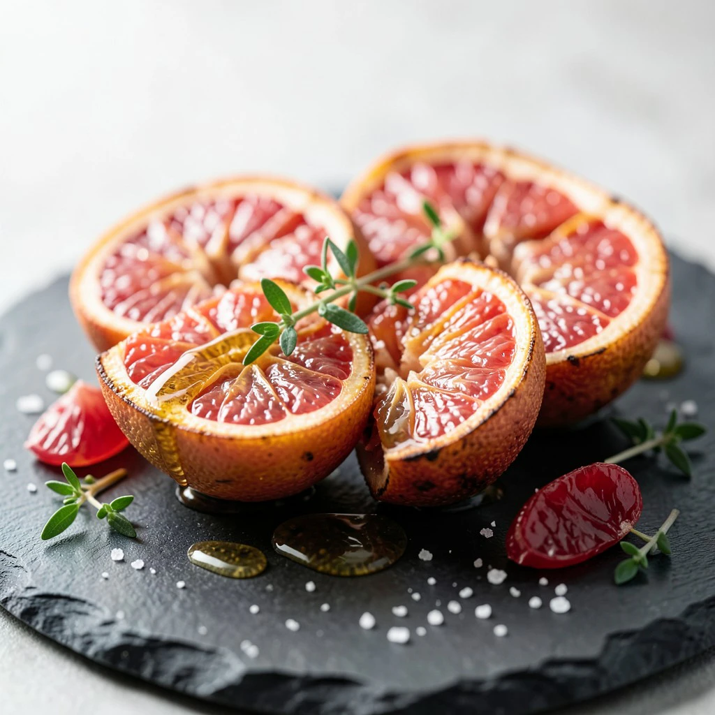 Pamplemousse Rôti au Miel, Thym et Huile d'Olive