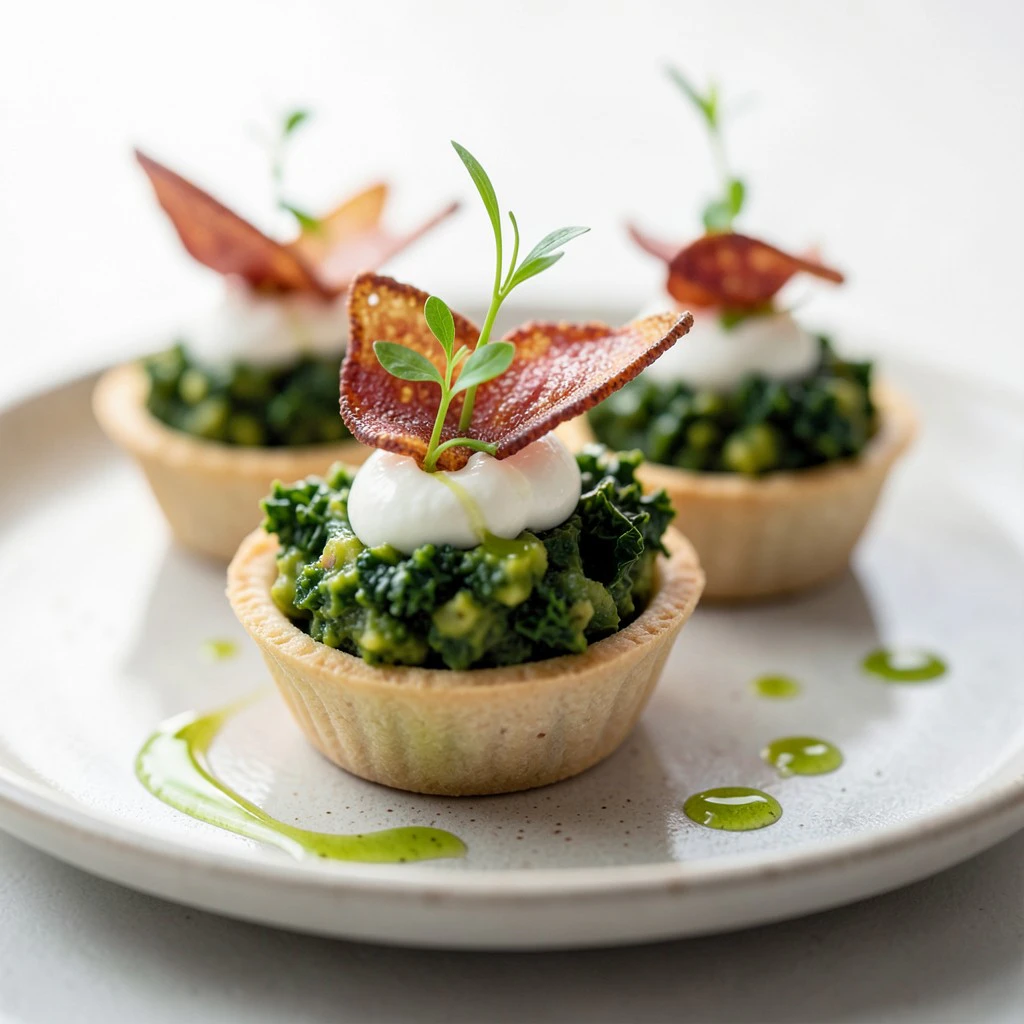 Grünkohl-Kartoffel-Törtchen mit Rookworst-Gremolata